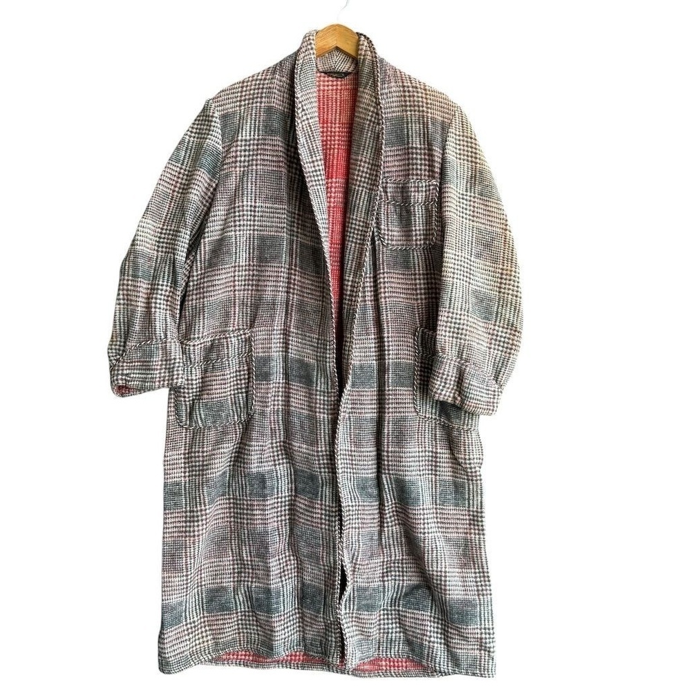 Vtg 30's Beacon Blanket BathRobe  Cozy Soft Plaid Multicolor L UNISEX